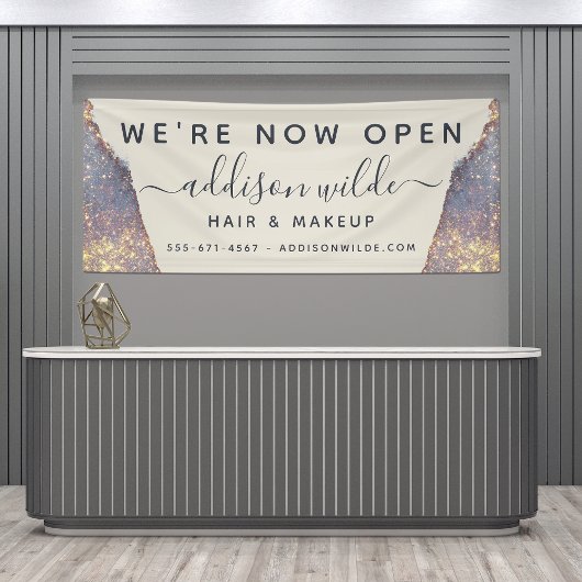 Iridescent Paars Glam Glitter Salon Openen Spandoek