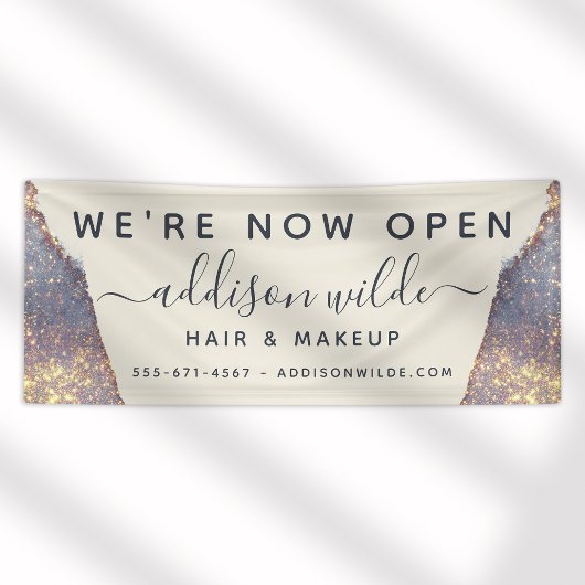 Iridescent Paars Glam Glitter Salon Openen Spandoek