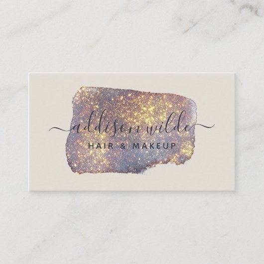 Iridescent Paars Glam Glitter Visitekaartje (Voorkant)