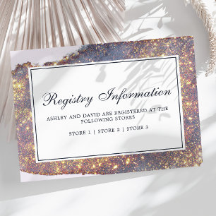 Iridescent Paars Glitter Wedding Registry Informatiekaartje