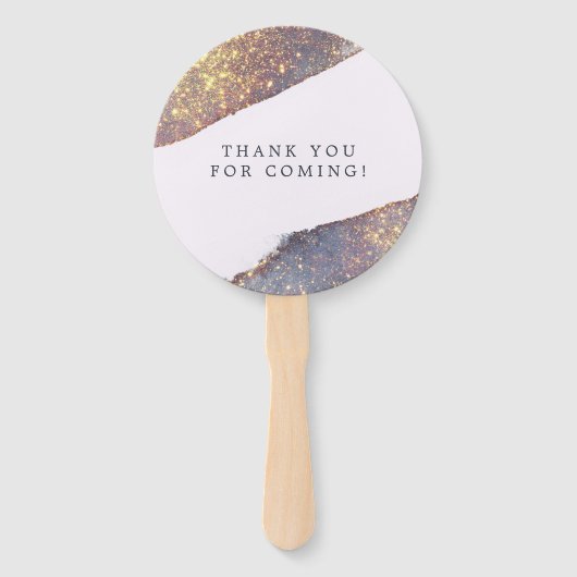 Iridescent Paars Gold Glitter Chic Wedding Handwaaier (Achterkant)