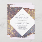 Iridescent Paars Gold Glitter Chic Wedding Kaart (Voorkant / Achterkant)