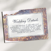 Iridescent Paars Gold Glitter Weddenschap Details Informatiekaartje