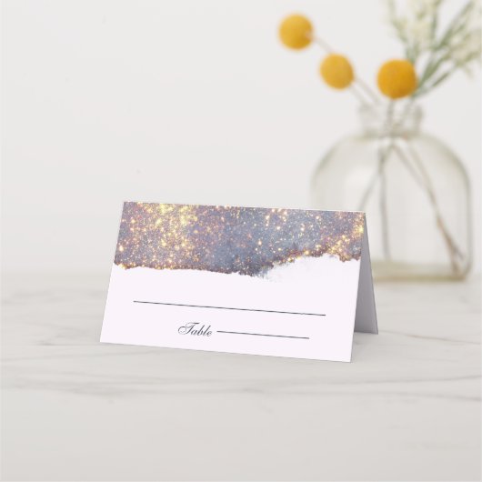 Iridescent Paars Gold Glitter Wedding Plaatskaartje (Voorkant)