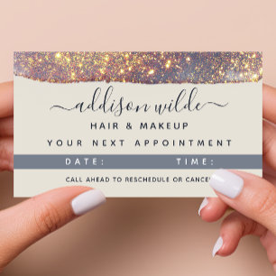 Iridescent Paars Goud Glam Glitter Afsprakenkaartje