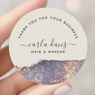 Iridescent Paars Goud Glam Glitter Dank Je Ronde Sticker