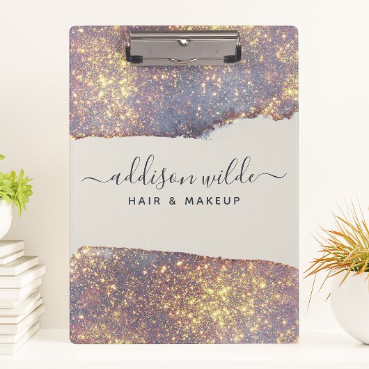 Iridescent Paars Goud Glam Glitter Klembord