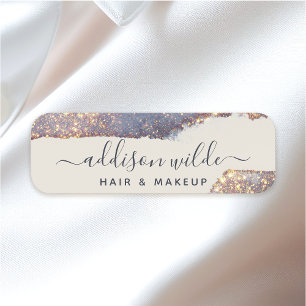 Iridescent Paars Goud Glam Glitter Naamplaatje