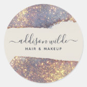 Iridescent Paars Goud Glam Glitter Ronde Sticker (Voorkant)