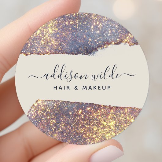 Iridescent Paars Goud Glam Glitter Ronde Sticker