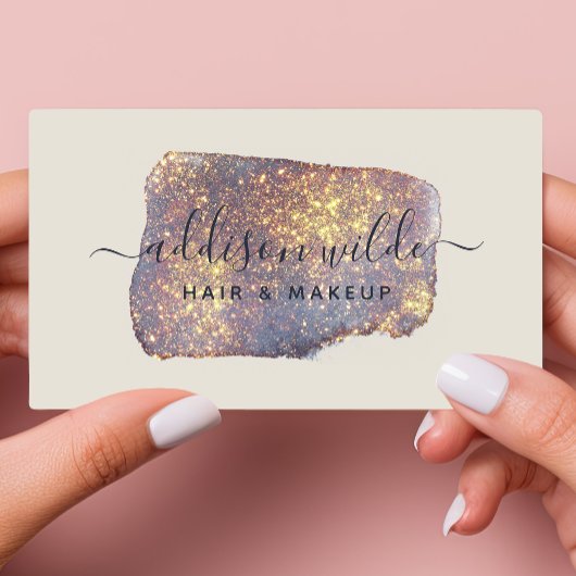 Iridescent Paars Goud Glam Glitter Visitekaartje
