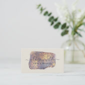 Iridescent Paars Goud Glam Glitter Visitekaartje (Staand voorkant)