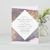Iridescent Paars Goud Glitter Chic Bruiloft Kaart (Staand voorkant)