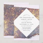 Iridescent Paars Goud Glitter Chic Bruiloft Kaart (Voorkant / Achterkant)