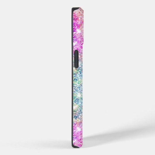 Iridescent paars zilveren faux glitter monogram Case-Mate iPhone case (Achterkant / Rechts)