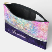 Iridescent paars zilveren faux glitter monogram etui (Open)