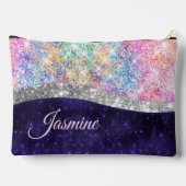 Iridescent paars zilveren faux glitter monogram etui (Achterkant)