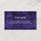 Iridescent paars zilveren faux glitter monogram visitekaartje (Achterkant)