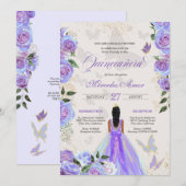 Iridescent Paarse Butterfly Mariposa Quinceanera Kaart (Voorkant / Achterkant)