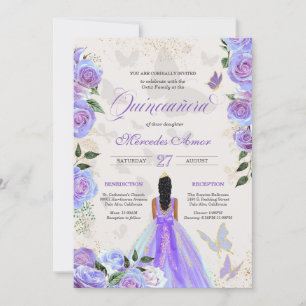 Iridescent Paarse Butterfly Mariposa Quinceanera Kaart