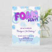 Iridescent Paarse Foam Party Verjaardag Kaart (Staand voorkant)