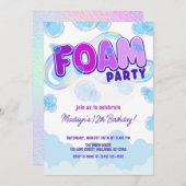 Iridescent Paarse Foam Party Verjaardag Kaart (Voorkant / Achterkant)