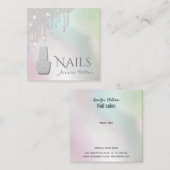 Iridescent parel glittery druppels Nail salon Vierkante Visitekaartje (Voorkant / Achterkant)