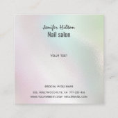 Iridescent parel glittery druppels Nail salon Vierkante Visitekaartje (Achterkant)