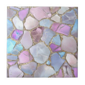 Iridescent Pastel Gemstone Gold Mosaic Tegeltje (Voorkant)