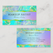 Iridescent Pastel Green Blue Gold Liquid Visitekaartje (Voorkant / Achterkant)