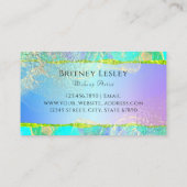 Iridescent Pastel Green Blue Gold Liquid Visitekaartje (Achterkant)