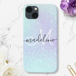 Iridescent Pastel Holographic Glitter Monogramed Case-Mate iPhone Case