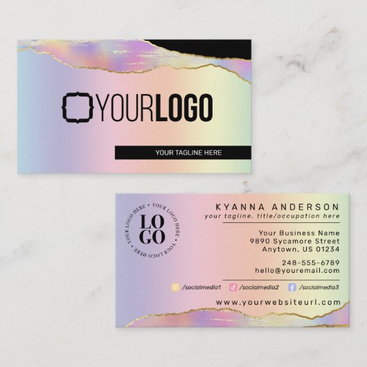Iridescent pastel regenbooggloed elke service visitekaartje (Voorkant / Achterkant)