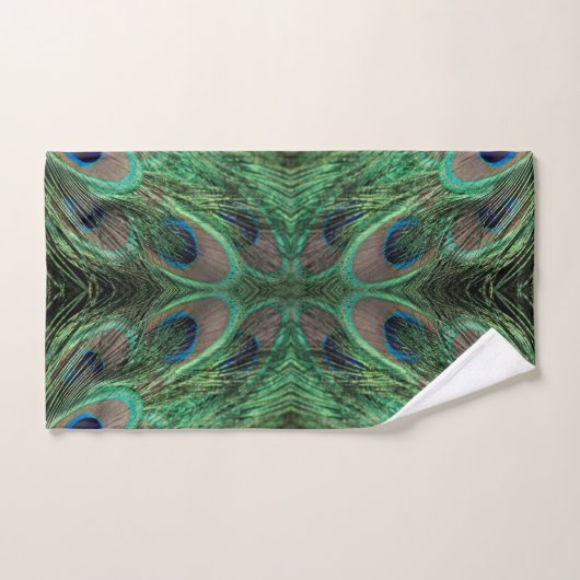 Iridescent Peacock Feather Hand Towel Handdoek (Handdoek)