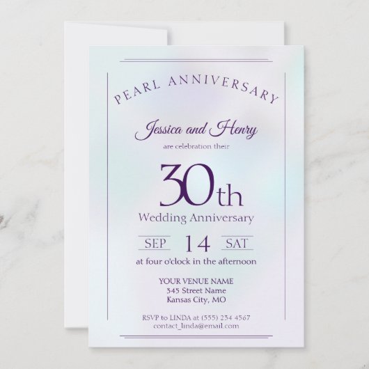 Iridescent Pearl 30ste huwelijksverjaardag Kaart (Voorkant)