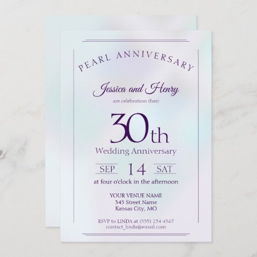 Iridescent Pearl 30ste huwelijksverjaardag Kaart (Voorkant / Achterkant)