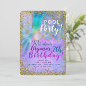 Iridescent Pearl Glitter Zeemeermin Verjaardagsfee Kaart (Staand voorkant)