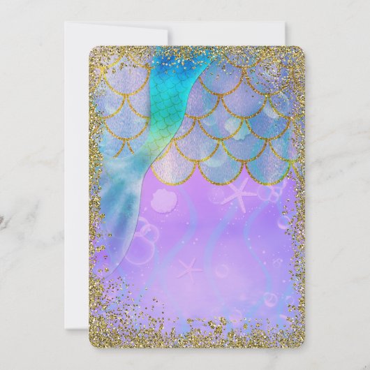 Iridescent Pearl Glitter Zeemeermin Verjaardagsfee Kaart (Achterkant)