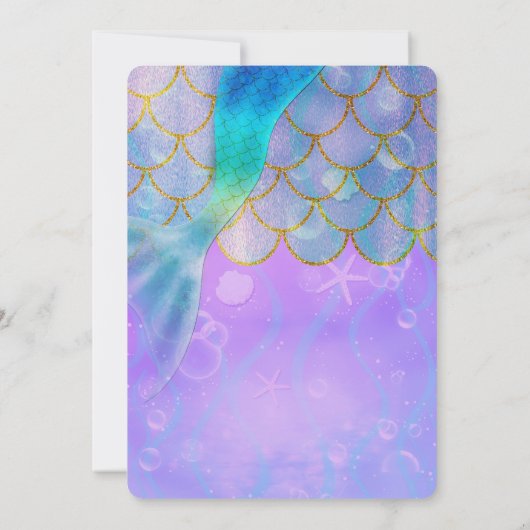 Iridescent Pearl Shimmer Mermaid Birthday Party Kaart (Achterkant)