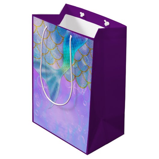 Iridescent Pearl Shimmer Mermaid Birthday Party Medium Cadeauzakje (Achterkant Gekanteld)