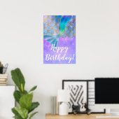 Iridescent Pearl Shimmer Mermaid Birthday Party Poster (Thuiskantoor)