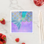 Iridescent Pearl Shimmer Mermaid Birthday Party Servet (Insitu)