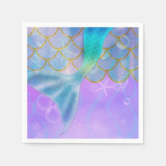 Iridescent Pearl Shimmer Mermaid Birthday Party Servet (Voorkant)
