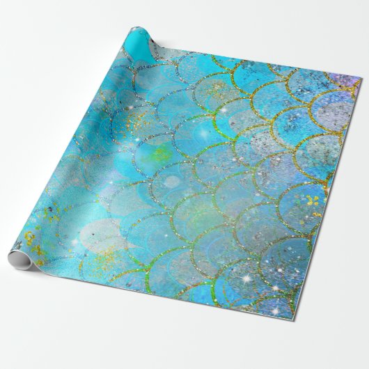 Iridescent Pearl Shimmer Mermaid Scales Cadeaupapier (Uitgerold)