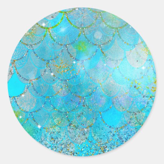 Iridescent Pearl Shimmer Mermaid Scales Ronde Sticker (Voorkant)