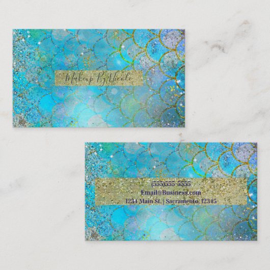 Iridescent Pearl Shimmer Mermaid Scales Visitekaartje (Voorkant / Achterkant)