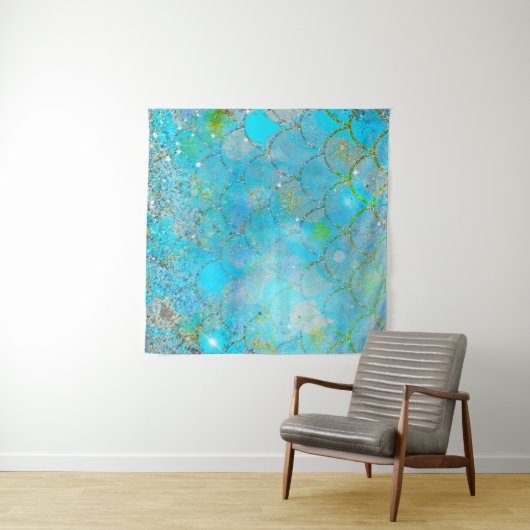  Iridescent Pearl Shimmer Mermaid Scales Wandkleed (In Situ (horizontaal))