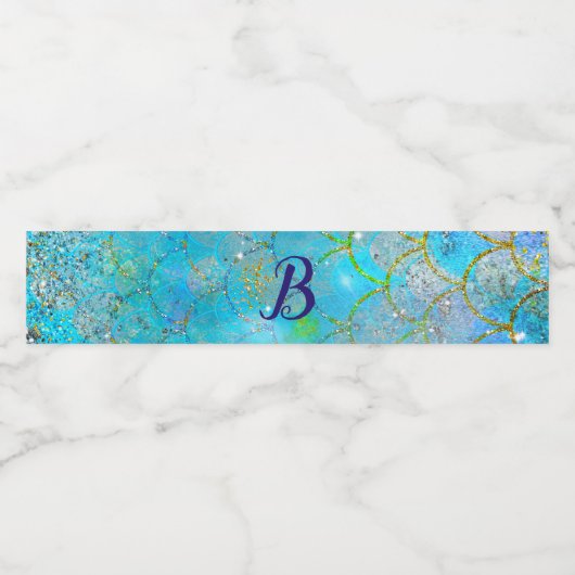 Iridescent Pearl Shimmer Mermaid Scales Waterfles Etiket (Enkel label)