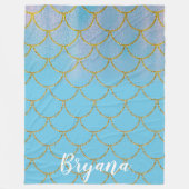 Iridescent Pearl Shimmer Sparkle Zeemeermin Schale Fleece Deken (Voorkant)