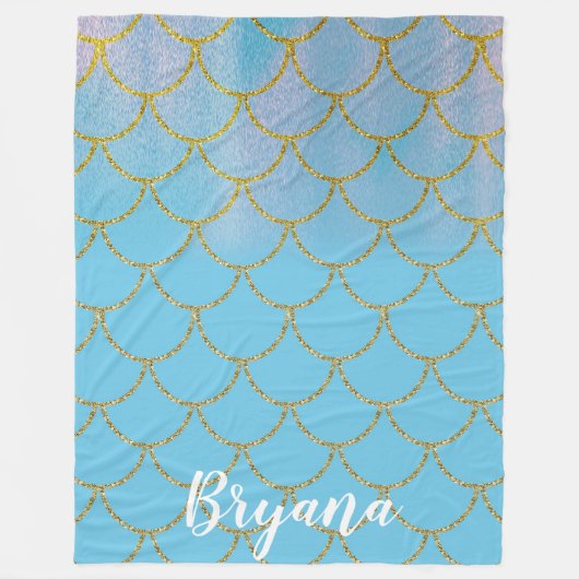 Iridescent Pearl Shimmer Sparkle Zeemeermin Schale Fleece Deken (Voorkant)